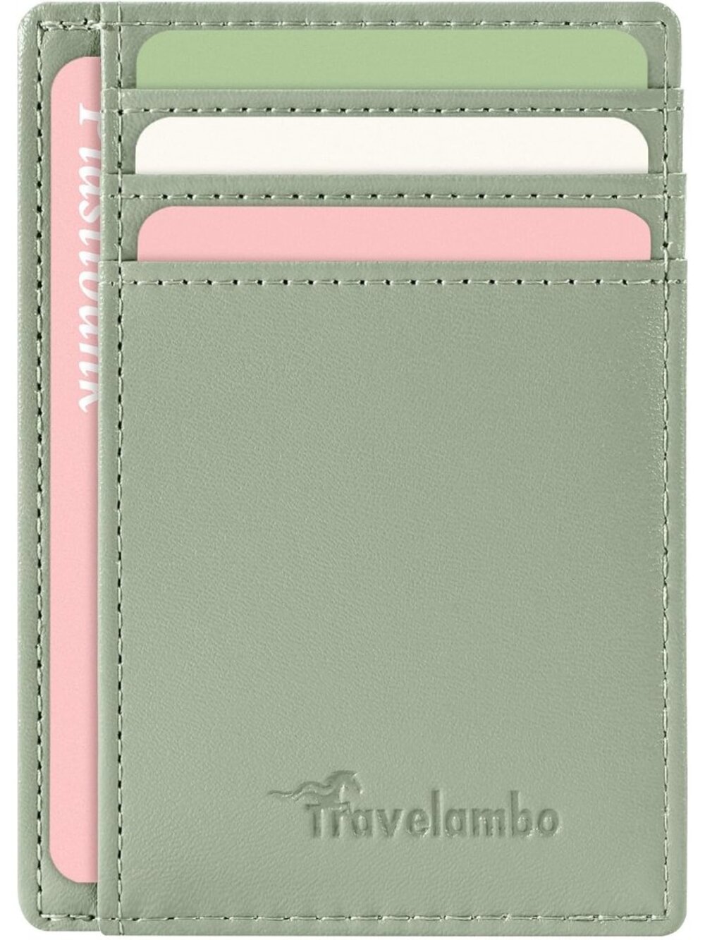 Men's Nappa Light Green Minimalist Leather RFID Size Front Pocket Slim Wallet